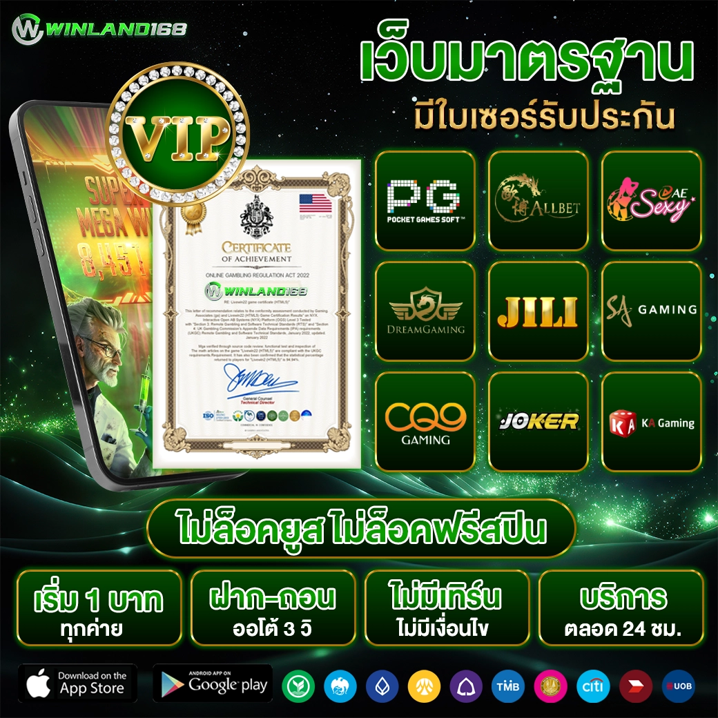 ใบเซอร์ - Winland168